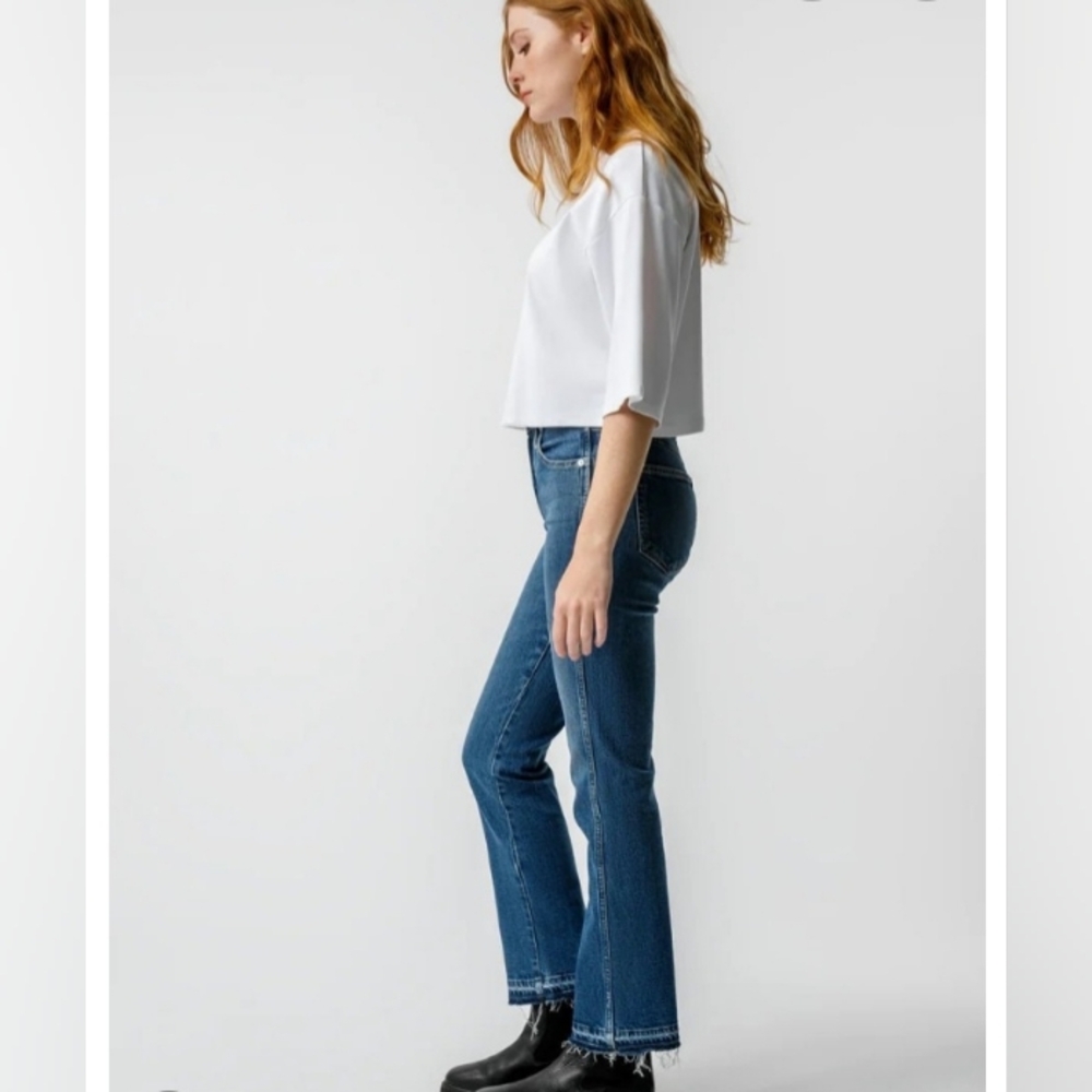 AMO Bella Crop Denim Jean Jeans Size 29 Crush Wash